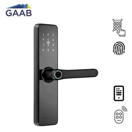 Gaab - Electronic Keyless Smart Door Mortise Lock - Bluetooth / Fingerprint - APP Management - Black - En GAB-R750-04